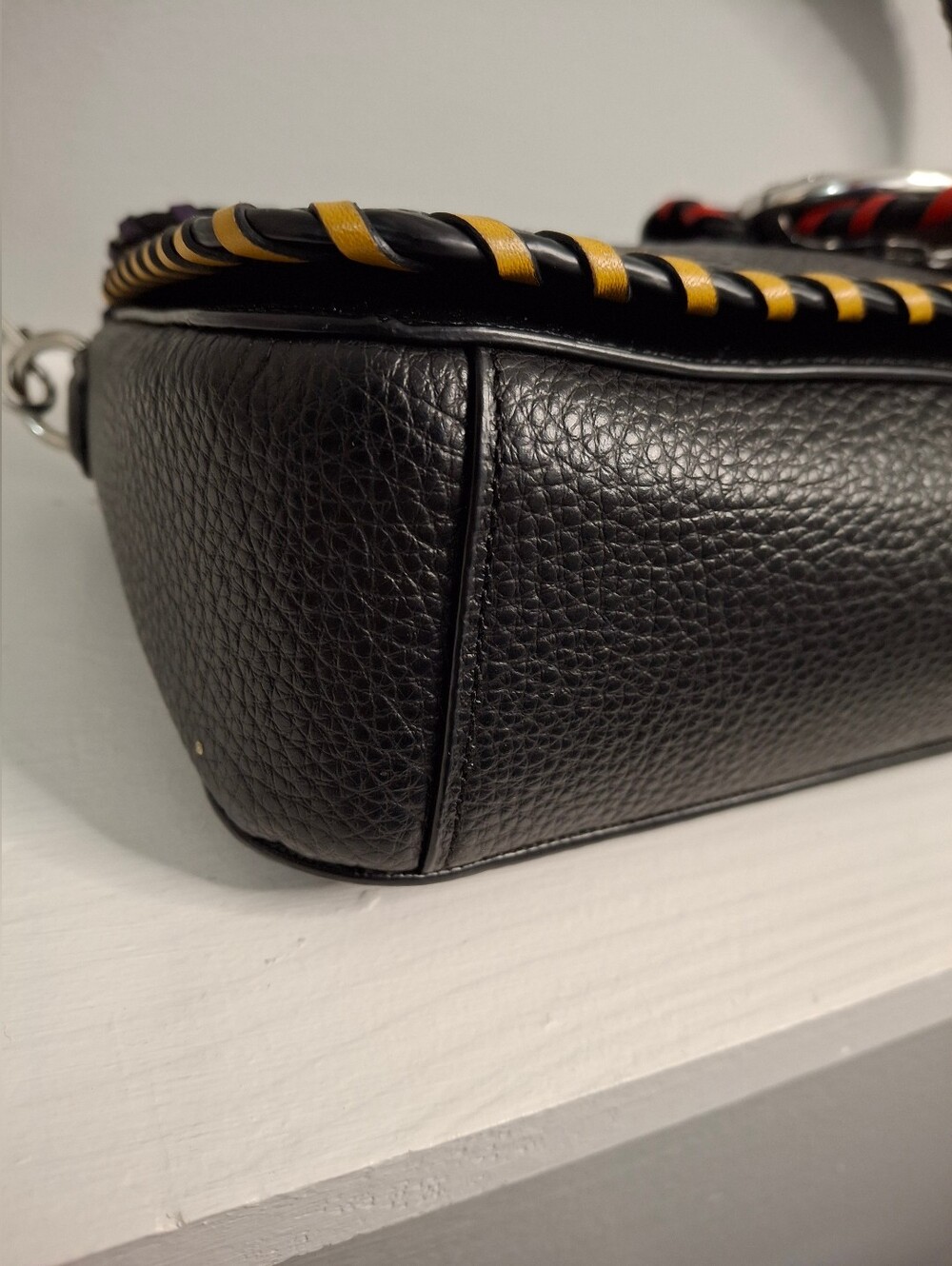 Coach Georgie Whipstitch Leather Shoulder Bag Black Multicolor C5790 EUC - Picture 5 of 8